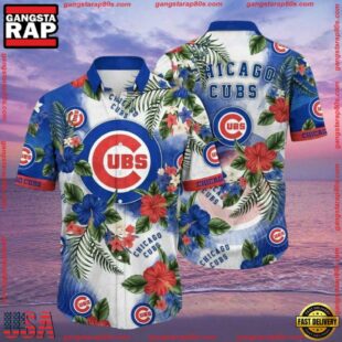 MLB Chicago Cubs Beachside Bloom Hawaiian Shirt - Lush Floral And Oceanic Blues