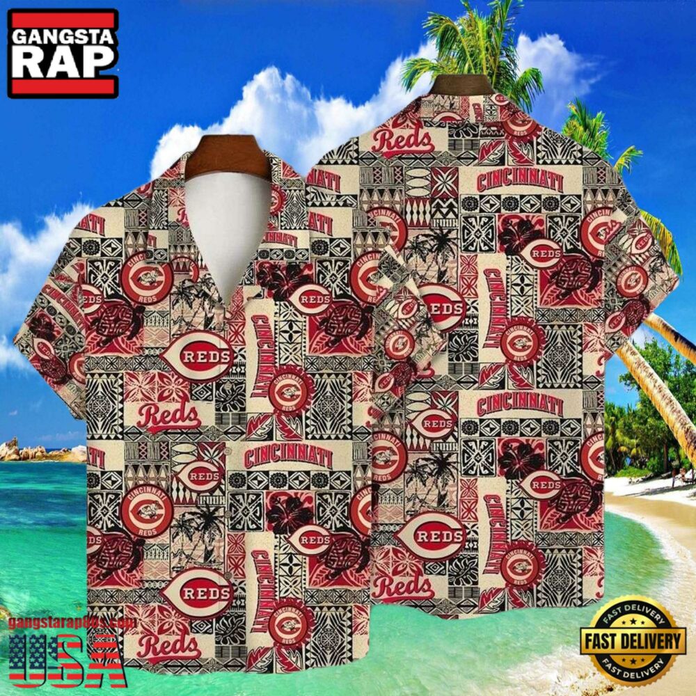 MLB Cincinnati Reds Tiki Totem Tropical Hawaiian Shirt Cultural Fusion Design MLB Cincinnati Reds Tiki Totem Tropical Hawaiian Shirt Cultural Fusion Design