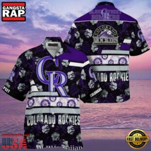 MLB Colorado Rockies Starry Night And Hibiscus Aloha Shirt