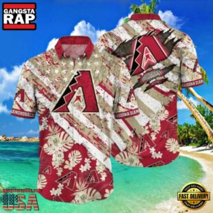MLB Desert Flora And Diamondbacks Red Hawaiian Shirt