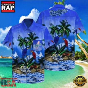 MLB Dodgers Coastal Parrots Hawaiian Shirt
