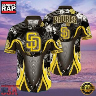 MLB Dynamic Swirls San Diego Padres Aloha Shirt Hawaiian Vibe