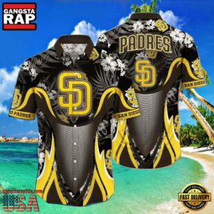 MLB Dynamic Swirls San Diego Padres Aloha Shirt Hawaiian Vibe