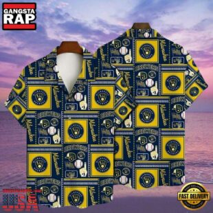 MLB Golden Glove Milwaukee Brewers Aloha Hawaiian Shirt Home Run Fashion