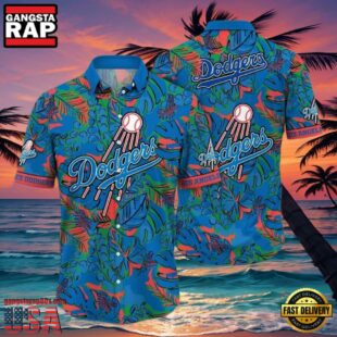 MLB Los Angeles Dodgers Tropic Pitch Style Hot Trending Summer Hawaiian Shirt Lively Green Foliage
