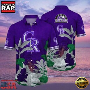 MLB Majestic Purple Foliage - Colorado Rockies Tropical Aloha Shirt