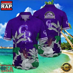 MLB Majestic Purple Foliage - Colorado Rockies Tropical Aloha Shirt