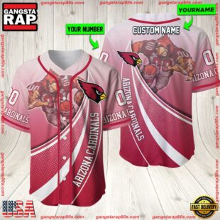 Personalized Name And Number Arizona Cardinals NFL Mascot Football Baseball Jersey Shirt