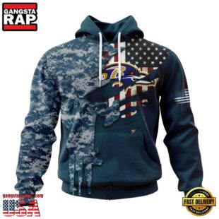Baltimore Ravens Navy Camo Veteran Hoodie