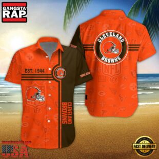 Cleveland Browns NFL Logo Pattern Custom Hawaiian Shirt