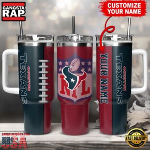 Custom Name Houston Texans NFL Football Logo Tumbler 40oz With Handle