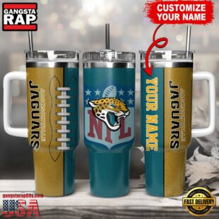 Custom Name Jacksonville Jaguars NFL Football Logo Tumbler 40oz With Handle