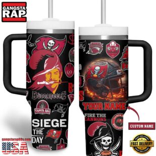 Custom Name Tampa Bay Buccaneers NFL Tumbler 40oz With Handle For Fans