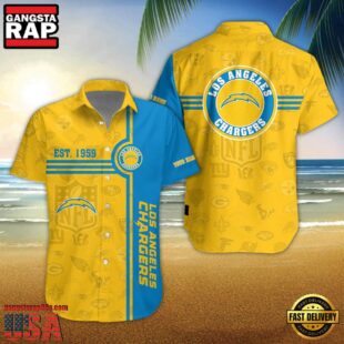Los Angeles Chargers NFL Logo Pattern Custom Hawaiian Shirt