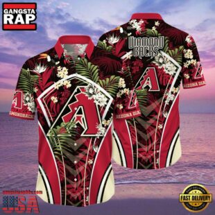 MLB Arizona Diamondbacks Flower Tropical Aloha Hawaiian Button Down Shirt