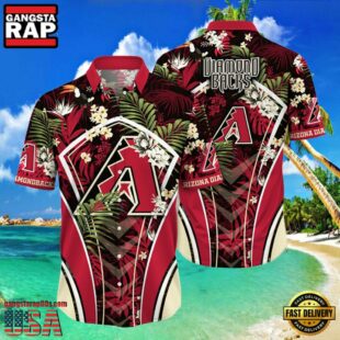 MLB Arizona Diamondbacks Flower Tropical Aloha Hawaiian Button Down Shirt