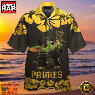MLB Baby Yoda Hibicus San Diego Padres Aloha Hawaiian Shirt, Padres Gifts for Fan