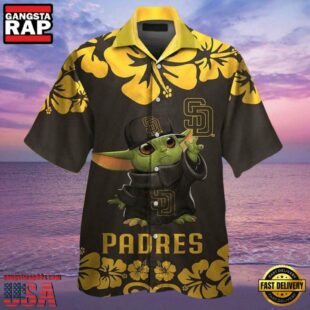 MLB Baby Yoda Hibicus San Diego Padres Aloha Hawaiian Shirt, Padres Gifts for Fan