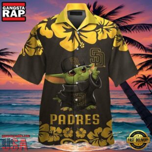 MLB Baby Yoda Hibicus San Diego Padres Aloha Hawaiian Shirt, Padres Gifts for Fan