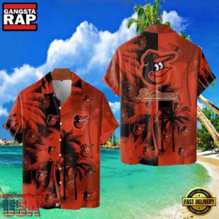 MLB Baltimore Orioles Tropical Palm Trees Aloha Hawaiian Shirt