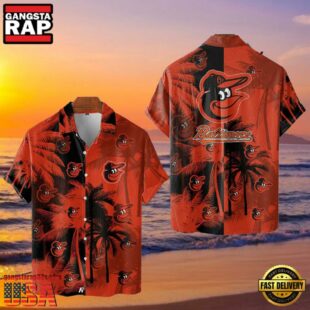 MLB Baltimore Orioles Tropical Palm Trees Aloha Hawaiian Shirt