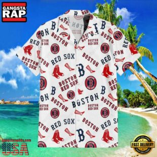 MLB Boston Red Sox Team Logo Baseball Aloha Hawaiian Shirt