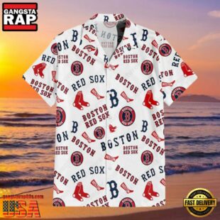 MLB Boston Red Sox Team Logo Baseball Aloha Hawaiian Shirt