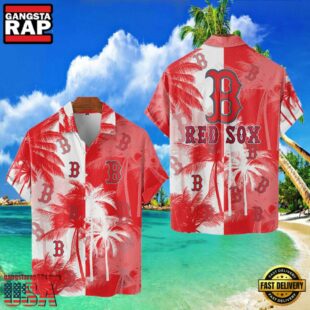 MLB Boston Red Sox Tropical Palm Trees Aloha Hawaiian Shirt