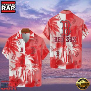 MLB Boston Red Sox Tropical Palm Trees Aloha Hawaiian Shirt