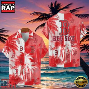 MLB Boston Red Sox Tropical Palm Trees Aloha Hawaiian Shirt