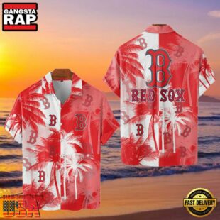 MLB Boston Red Sox Tropical Palm Trees Aloha Hawaiian Shirt