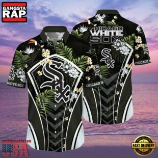 MLB Chicago White Sox Flower Tropical Aloha Hawaiian Button Down Shirt