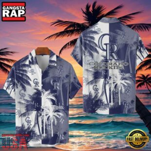 MLB Colorado Rockies Tropical Palm Trees Hot Summer Hawaiian Shirt
