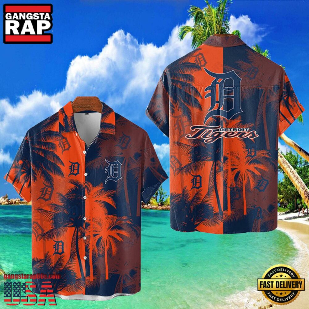 MLB Detroit Tigers Tropical Palm Trees Aloha Hawaiian Shirt MLB Detroit Tigers Tropical Palm Trees Aloha Hawaiian Shirt