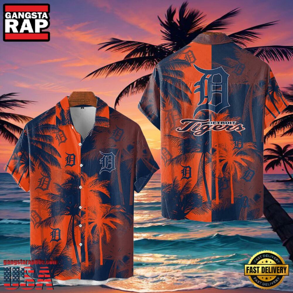 MLB Detroit Tigers Tropical Palm Trees Aloha Hawaiian Shirt MLB Detroit Tigers Tropical Palm Trees Aloha Hawaiian Shirt