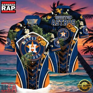 MLB Houston Astros Flower Tropical Hot Summer Hawaiian Button Down Shirt
