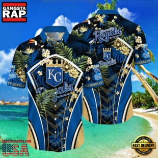MLB Kansas City Royals Flower Tropical Hot Summer Hawaiian Button Down Shirt