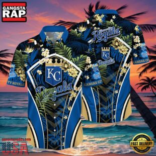 MLB Kansas City Royals Flower Tropical Hot Summer Hawaiian Button Down Shirt