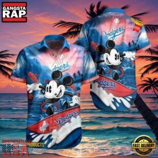 MLB LA Dodgers With Surfing Mickey Graphic Aloha Hawaiian Shirt.jpg 1Group