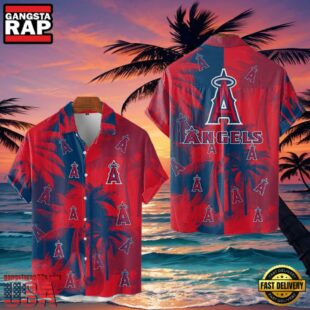 MLB Los Angeles Angels Tropical Palm Trees Hot Summer Hawaiian Shirt