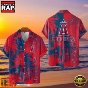 MLB Los Angeles Angels Tropical Palm Trees Hot Summer Hawaiian Shirt