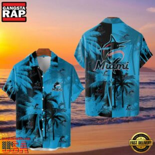 MLB Miami Marlins Tropical Palm Trees Aloha Hawaiian Shirt