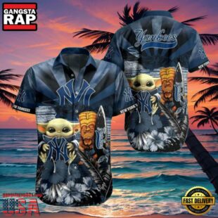 MLB New York Yankees Baby Yoda Tiki Mask Hot Summer Hawaiian Shirt