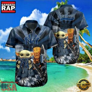MLB New York Yankees Baby Yoda Tiki Mask Hot Summer Hawaiian Shirt