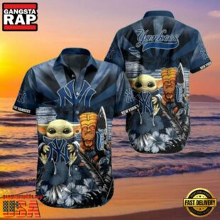 MLB New York Yankees Baby Yoda Tiki Mask Hot Summer Hawaiian Shirt