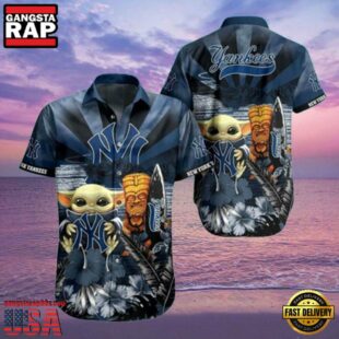 MLB New York Yankees Baby Yoda Tiki Mask Hot Summer Hawaiian Shirt