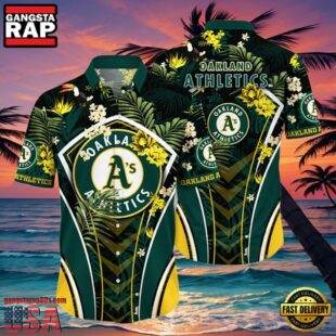 MLB Oakland Athletics Flower Tropical Hot Summer Hawaiian Button Down Shirt