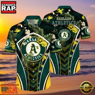 MLB Oakland Athletics Flower Tropical Hot Summer Hawaiian Button Down Shirt