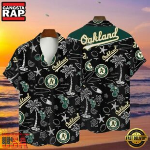 MLB Oakland Athletics Tropical Palms Black Style Hot Trending Hawaiian Shirt