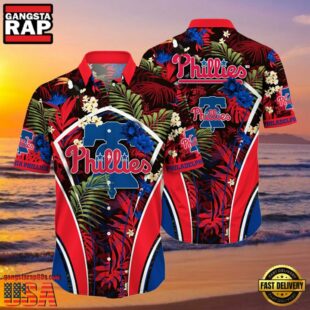 MLB Philadelphia Phillies Flower Tropical Style Hot Trending Hawaiian Button Down Shirt